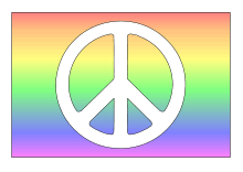 Regenbogenfahne mit Peace-Symbol