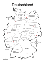 Vorlage zum Ausdrucken mit Haupstädten der deutschen Bundesländer