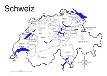 Druckvorlage Kantone der Schweiz und ihre Hauptstädte
