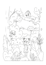 Kinder spielen verstecken im Wald