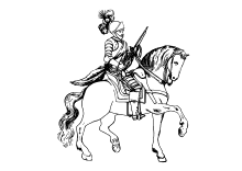 Ritter mit Rüstung auf seinem Pferd