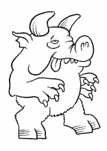 Ausmalbild Monster Schwein mit Hörner