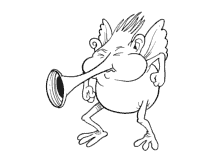 Ausmalbild lustiges Trompeten Monster