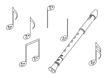 Musikinstrument Blockflöte mit Noten