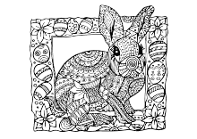 Osterhase im Ostereier-Rahmen, Erwachsene-Ausmalbild