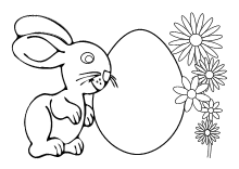 Ausmalbild Osterhase Ei Blumen