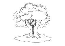 Malvorlage Baum mit Baumhaus