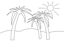 Malvorlage Palmen am Strand