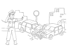 Polizist bei einem Unfall