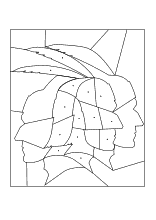 Farbflächen ausmalen Indianerkopf