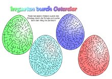 Farbige Eier mit Labyrinten