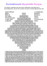 Haupstädte Europas im Buchstabensalat heraus suchen