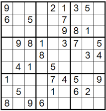 Leichtes Sudoku mit Ziffern 1 bis 9