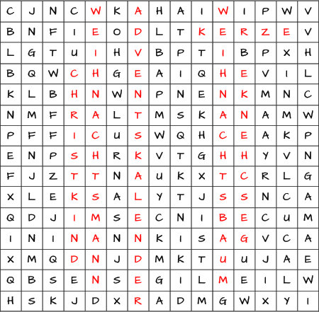 Buchstaben-Zahlen Suchsel •