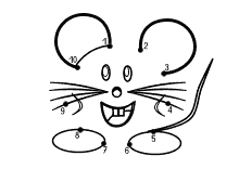 Zahlen verbinden kleine Maus 1-10