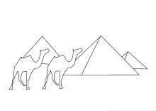 Pyramiden von Gizeh mit Kamelen