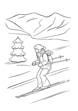 Skifahrerin mit Hund im Rucksack