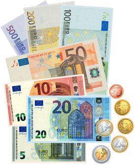 Euro-Spielgeld: Münzen und Banknoten