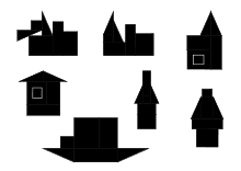 Legepuzzle-Aufgaben Gebäude und Fortbewegung