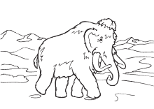 Ein einsames Mammut vor Bergkulisse