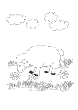 Ausmalbild Schaf auf der Wiese