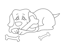 Comic Hund mit Knochen