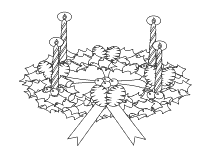 Malvorlage Adventskranz mit vier Kerzen