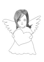 Ausmalbild Engel mit Herz