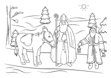 St.Nikolaus mit Schmutzli und Esel