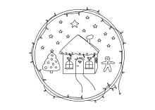 Eihnachtskreis mit Lebkuchenhaus