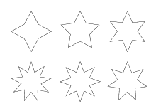 Sterne, 4  bis 9 Zacken
