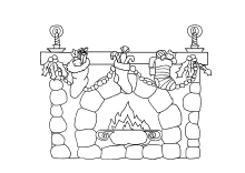 Gefüllte Weihnachtsstrümpfe am Kamin