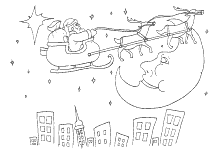 Rentierschlitten mit Santa Claus am Himmel