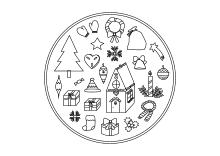 Eingekreiste Weihnachtssymbole