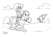 Cowboy reitet durch die Wüste