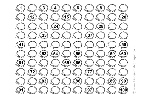 Zahlen zum Ausdrucken 0-100 in PDFs 