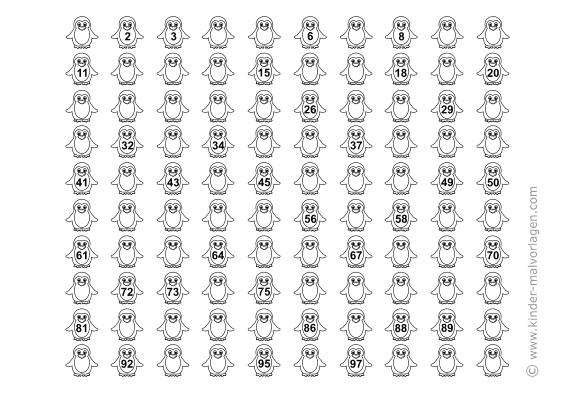 Zahlen zum Ausdrucken 0-100 in PDFs 