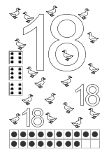 Lernvorlage der Zahl 18