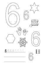 Druckvorlage für Zahl Nummer 6