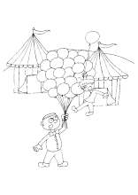 Ballonverkäufer vor dem Zirkuszelt
