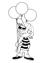 Ausmalbilder Junge mit Ballonen