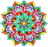 farbig ausgemaltes Mandala-Motiv